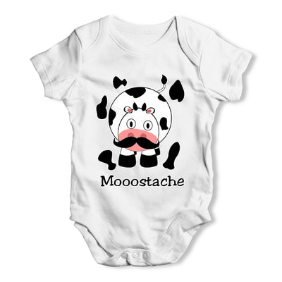 Mooostache Moustache Cow Baby Grow Bodysuit