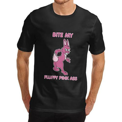 Mens Bite My Fluffy Pink Ass Funny T-Shirt