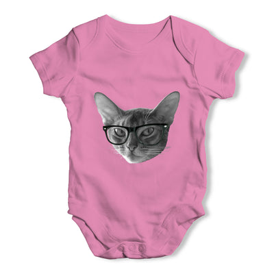 Hipster Cat Nerdy Baby Grow Bodysuit