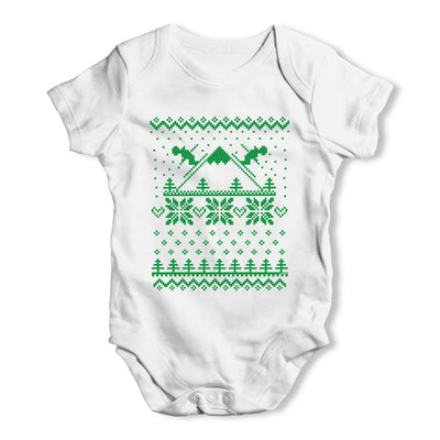 Ski Christmas Sweater Print Baby Grow Bodysuit