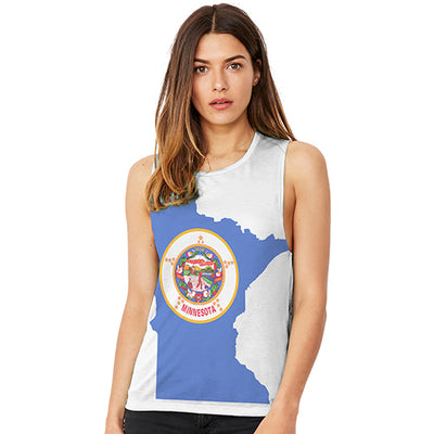 USA States and Flags Minnesota Women's Flowy Scoop Muscle Tank