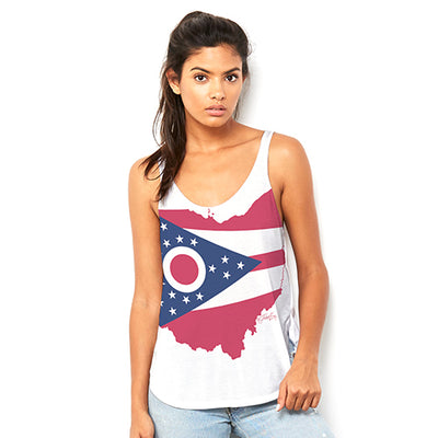 USA States and Flags Ohio Women's Flowy Side Slit Tank
