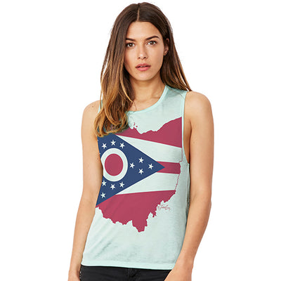 USA States and Flags Ohio Women's Flowy Scoop Muscle Tank