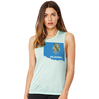 USA States and Flags Oklahoma Women's Flowy Scoop Muscle Tank