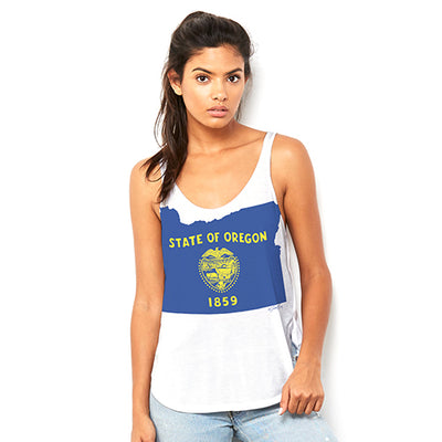 USA States and Flags Oregon Women's Flowy Side Slit Tank