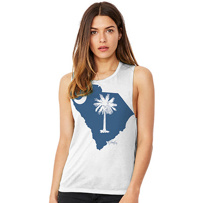 USA States and Flags South Carolina Women's Flowy Scoop Muscle Tank