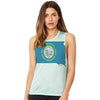 USA States and Flags South Dakota Women's Flowy Scoop Muscle Tank