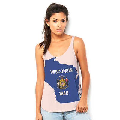 USA States and Flags Wisconsin Women's Flowy Side Slit Tank