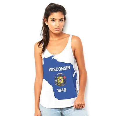 USA States and Flags Wisconsin Women's Flowy Side Slit Tank