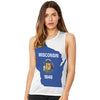 USA States and Flags Wisconsin Women's Flowy Scoop Muscle Tank