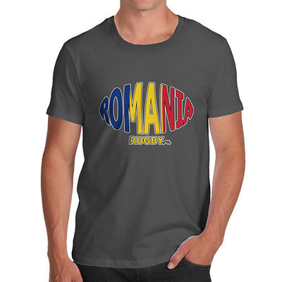 Men's Romania Rugby Ball Flag T-Shirt