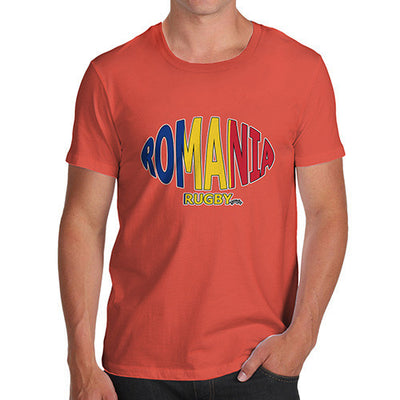 Men's Romania Rugby Ball Flag T-Shirt