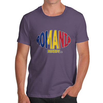 Men's Romania Rugby Ball Flag T-Shirt