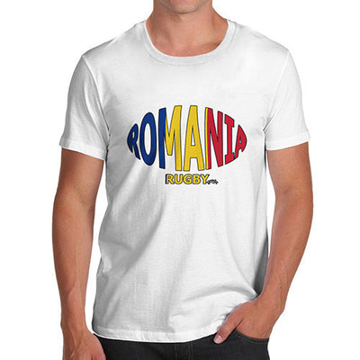 Men's Romania Rugby Ball Flag T-Shirt