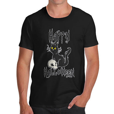 Men's Happy Halloween Black Cat T-Shirt