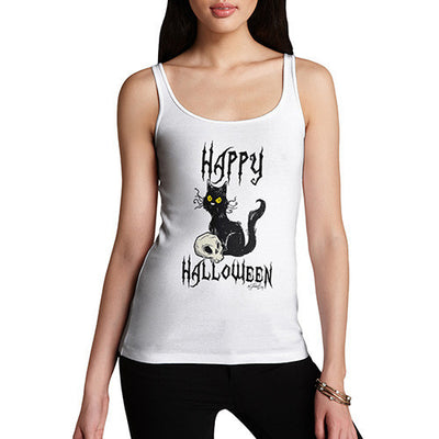 Women's Happy Halloween Black Cat Tank Top