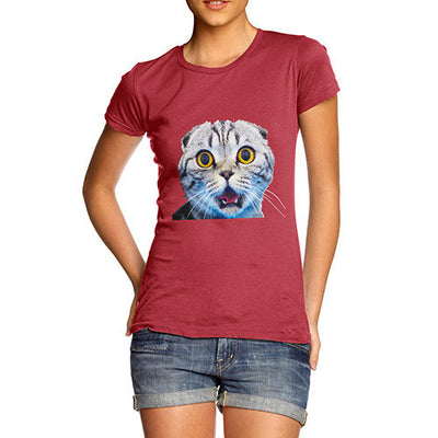 Women's Funny Surprised Cat T-Shirt
