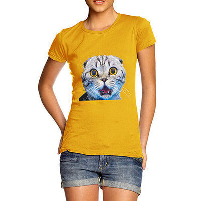 Women's Funny Surprised Cat T-Shirt