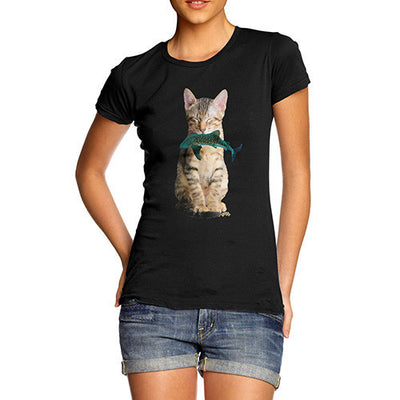 Women's Cat Eats Shark T-Shirt