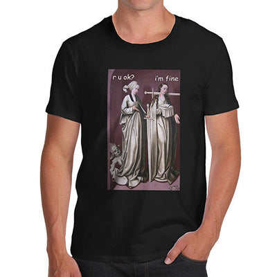 Men's Happy Saint With Sword Through Her Neck T-Shirt