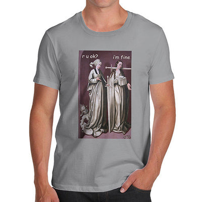 Men's Happy Saint With Sword Through Her Neck T-Shirt