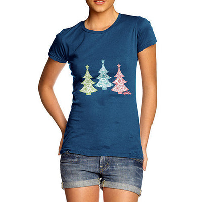 Women's Festive Snowflake Christmas Trees T-Shirt