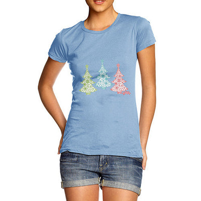 Women's Festive Snowflake Christmas Trees T-Shirt