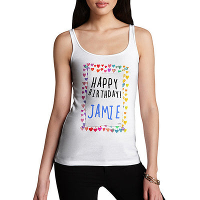 Women's Personalised Happy Birthday! Birds & Hearts Tank Top