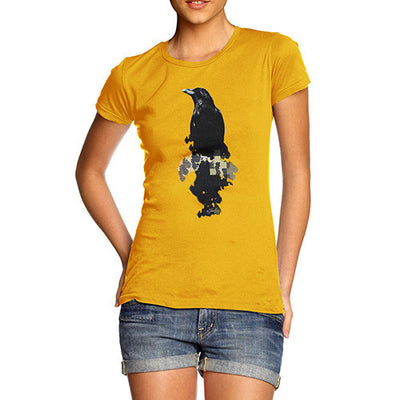 Women's Watercolour Pixel Crow T-Shirt