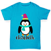 Personalised Cartoon Christmas Penguin Girl's T-Shirt