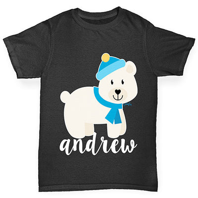 Personalised Cartoon Polar Bear Boy's T-Shirt