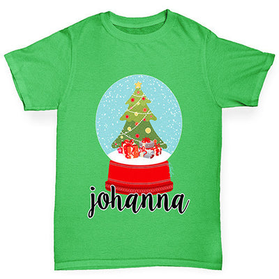 Personalised Christmas Snow Globe Boy's T-Shirt