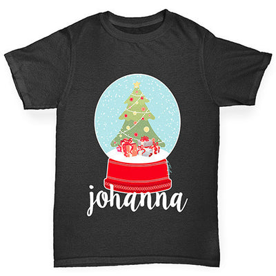 Personalised Christmas Snow Globe Girl's T-Shirt