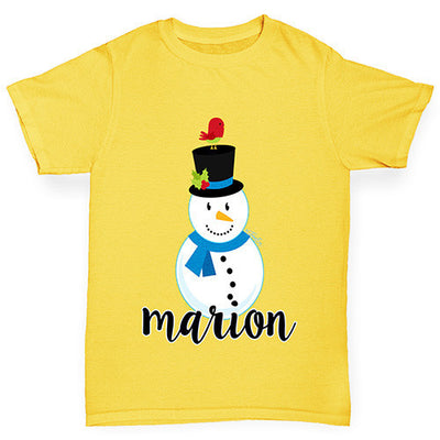 Personalised Cartoon Snowman Boy's T-Shirt