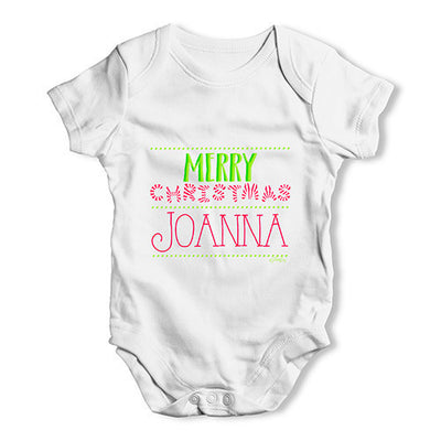 Personalised Merry Christmas Candy Stripes Baby Unisex Baby Grow Bodysuit