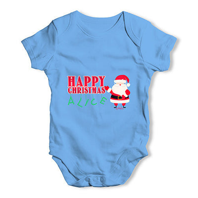 Personalised Happy Christmas Santa Claus Baby Unisex Baby Grow Bodysuit