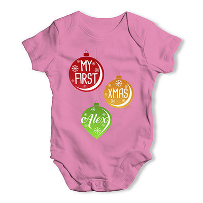 Personalised My First Xmas Baubles Baby Unisex Baby Grow Bodysuit