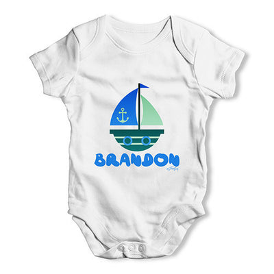 Personalised Cute Boat Baby Unisex Baby Grow Bodysuit