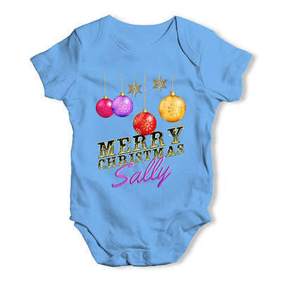 Personalised Merry Christmas Decorations Baby Unisex Baby Grow Bodysuit