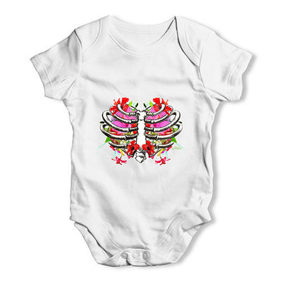 Floral Heart Ribcage Baby Unisex Baby Grow Bodysuit