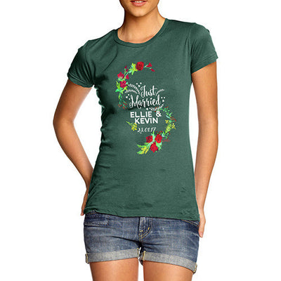Personalised Just Married Flowers Women's T-Shirt