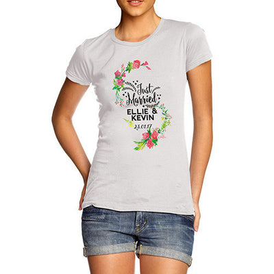 Personalised Just Married Flowers Women's T-Shirt