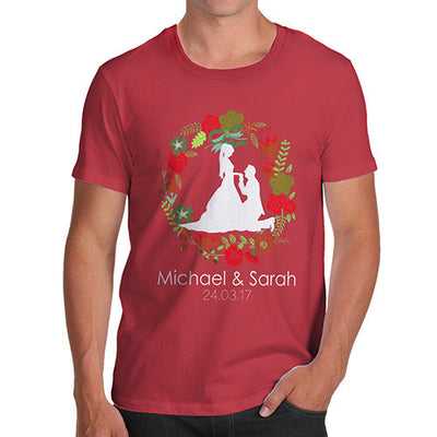 Personalised Wedding Silhouette Wreath Men's T-Shirt