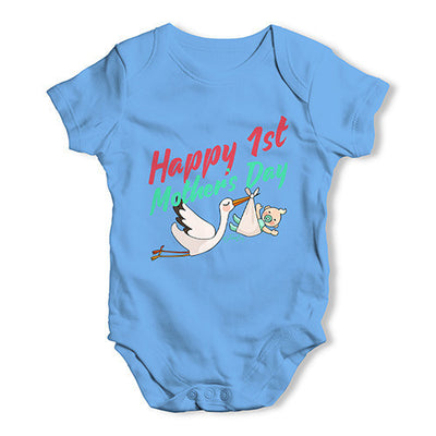Happy 1st Mother's Day Stork Baby Unisex Baby Grow Bodysuit