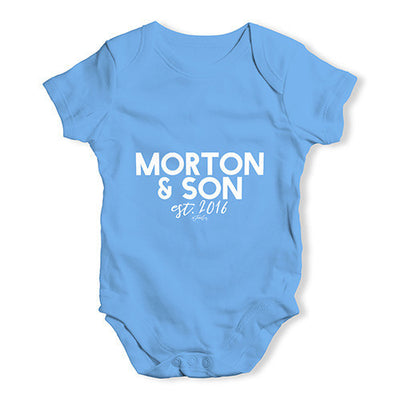 Personalised Name And Son Baby Unisex Babygrow Bodysuit Onesies