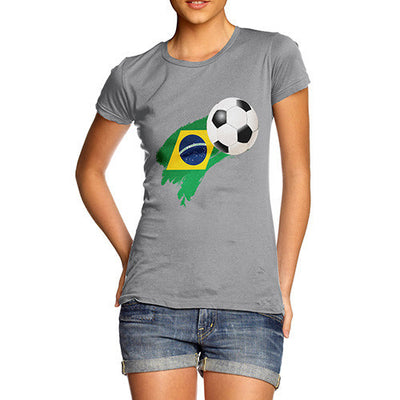 Brazil Football Flag Paint Splat Women's T-Shirt