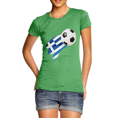 Greece Football Flag Paint Splat Women's T-Shirt