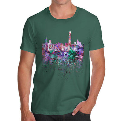 Hong Kong Skyline Ink Splats Men's T-Shirt