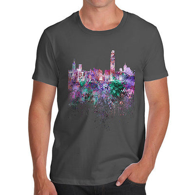 Hong Kong Skyline Ink Splats Men's T-Shirt