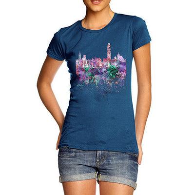 Hong Kong Skyline Ink Splats Women's T-Shirt